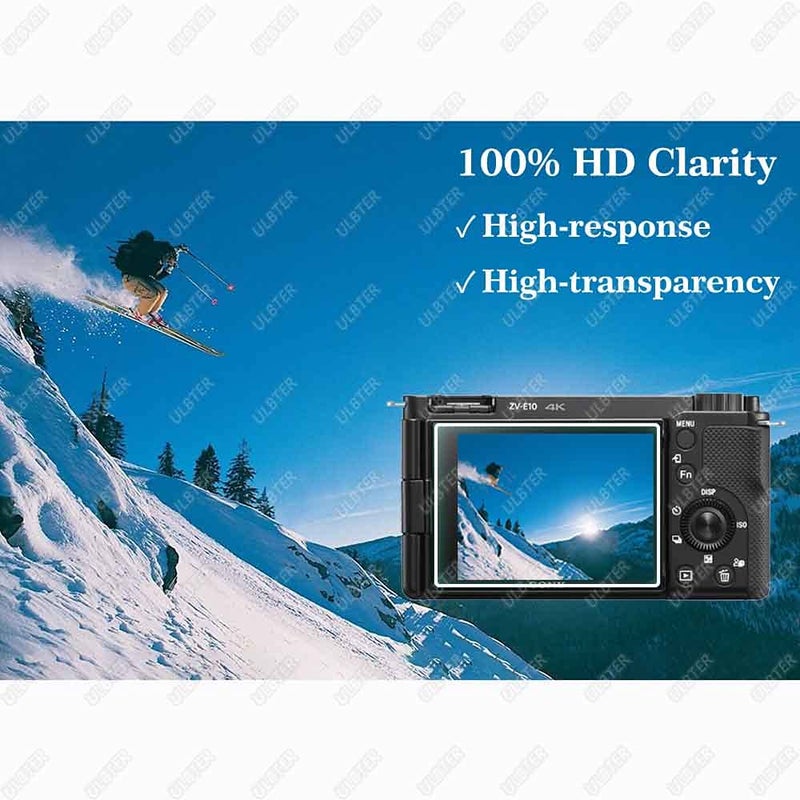 ULBTER Screen Protector for Sony Alpha ZV-E10 ZVE10 ZV-1F ZV1F ZV-1 II ZV-1 ZVI ZV1II [Not for ZV-E10 II]Camera & Hot Shoe Cover ,ULBTER 0.3mm 9H Hardness Tempered Glass Cover Anti-Scrach Anti-Bubble [3+2 Pack] - Image 5